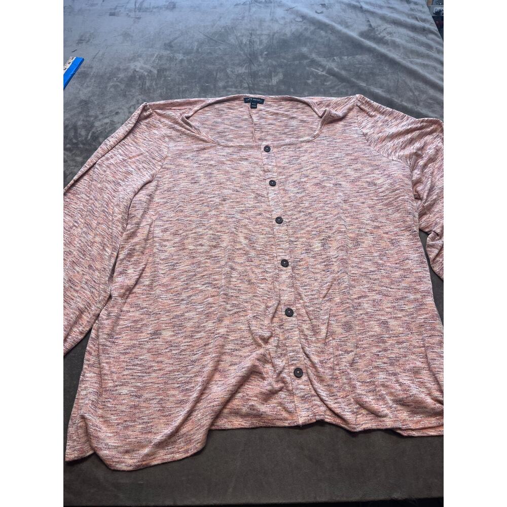 Lane‎ Bryant Womens Cardigan Sweater Size 30/32 Pink 3/4 Sleeve Button Up